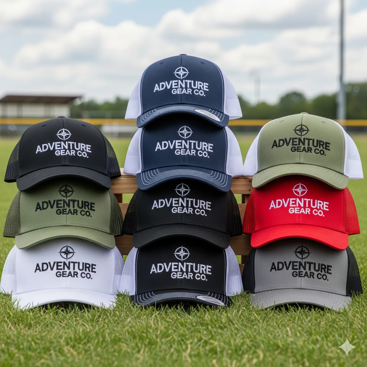 Embroidered caps with custom logos